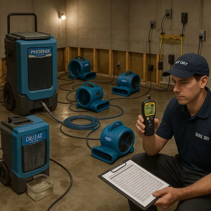 Structural Drying and Dehumidification process in Derwood, MD